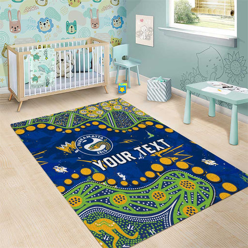 Personalized Parramatta Eels Area Rug Aboriginal Pattern with Graffiti Style Design