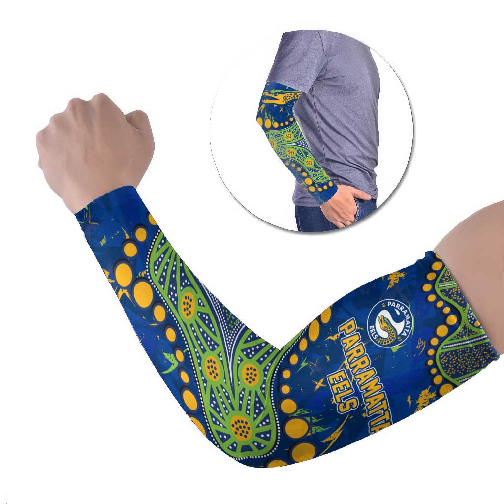 Personalized Parramatta Eels Arm Sleeves Aboriginal Pattern with Graffiti Style Design
