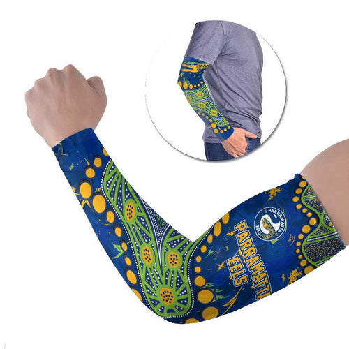 Personalized Parramatta Eels Arm Sleeves Aboriginal Pattern with Graffiti Style Design