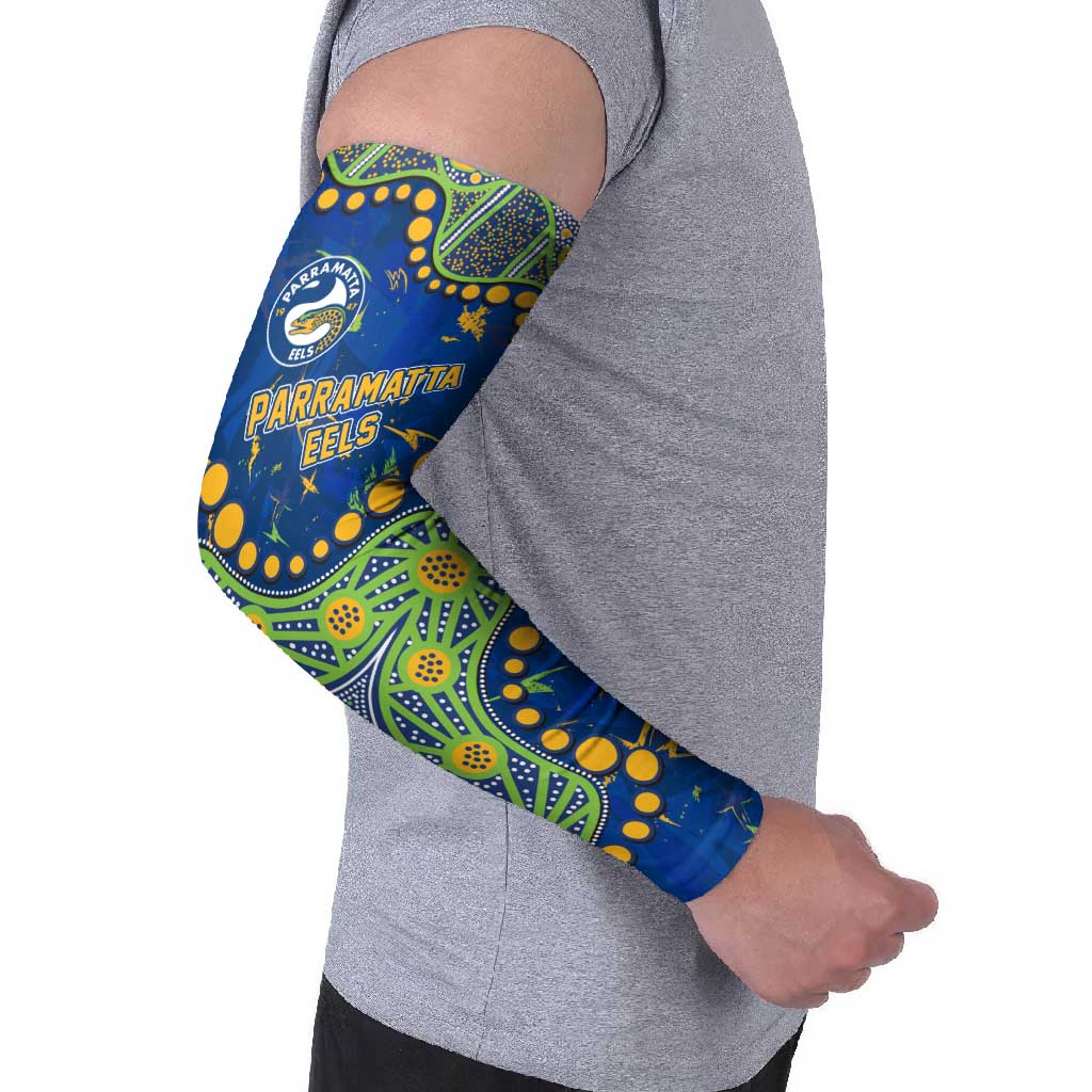 Personalized Parramatta Eels Arm Sleeves Aboriginal Pattern with Graffiti Style Design