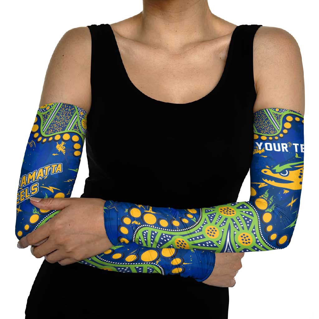 Personalized Parramatta Eels Arm Sleeves Aboriginal Pattern with Graffiti Style Design