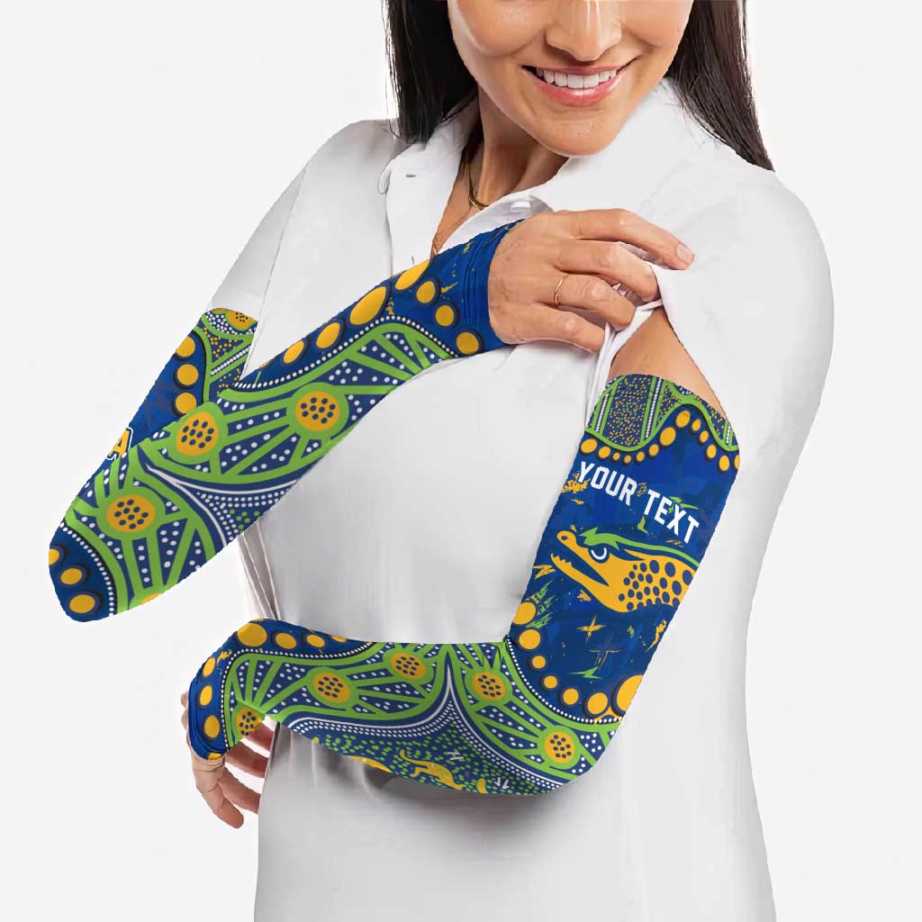 Personalized Parramatta Eels Arm Sleeves Aboriginal Pattern with Graffiti Style Design