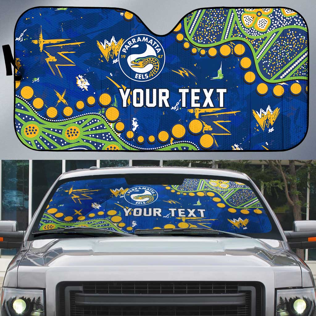 Personalized Parramatta Eels Auto Sun Shade Aboriginal Pattern with Graffiti Style Design