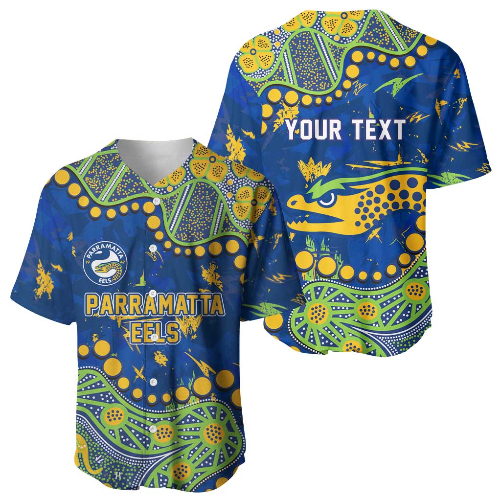 Personalized Parramatta Eels Baseball Jersey Aboriginal Pattern with Graffiti Style Design