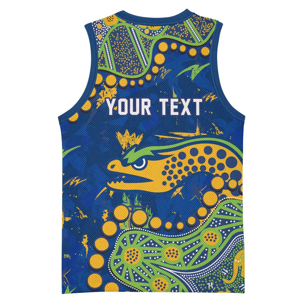 Personalized Parramatta Eels Basketball Jersey Aboriginal Pattern with Graffiti Style Design