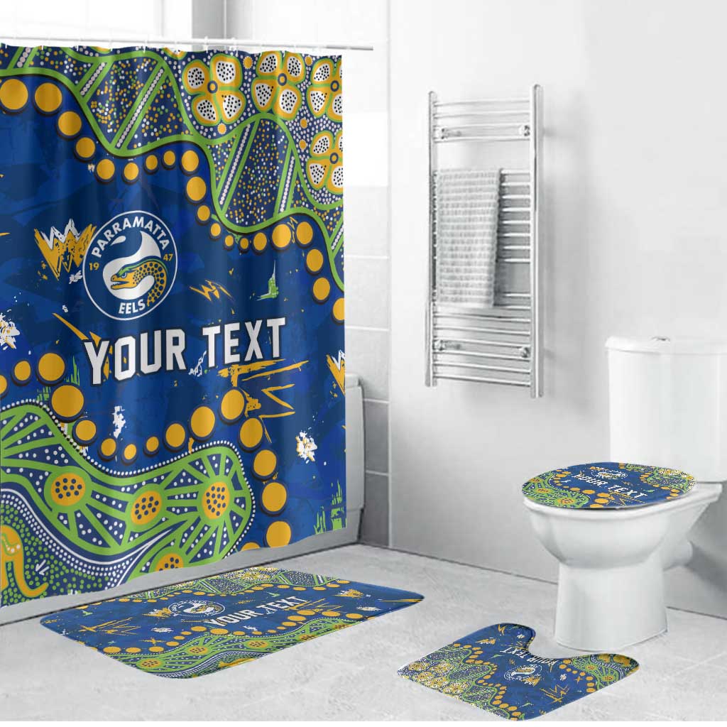 Personalized Parramatta Eels Bathroom Set Aboriginal Pattern with Graffiti Style Design