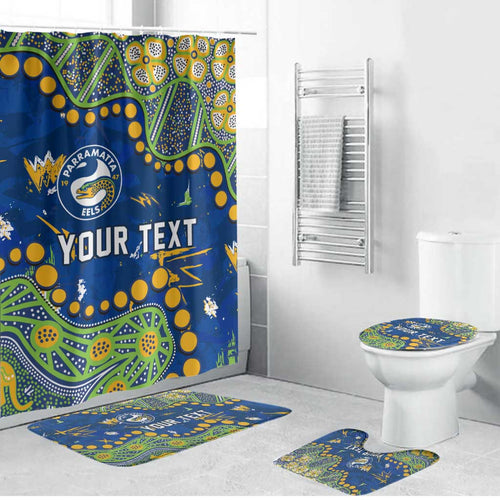 Personalized Parramatta Eels Bathroom Set Aboriginal Pattern with Graffiti Style Design