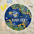 Personalized Parramatta Eels Beach Blanket Aboriginal Pattern with Graffiti Style Design