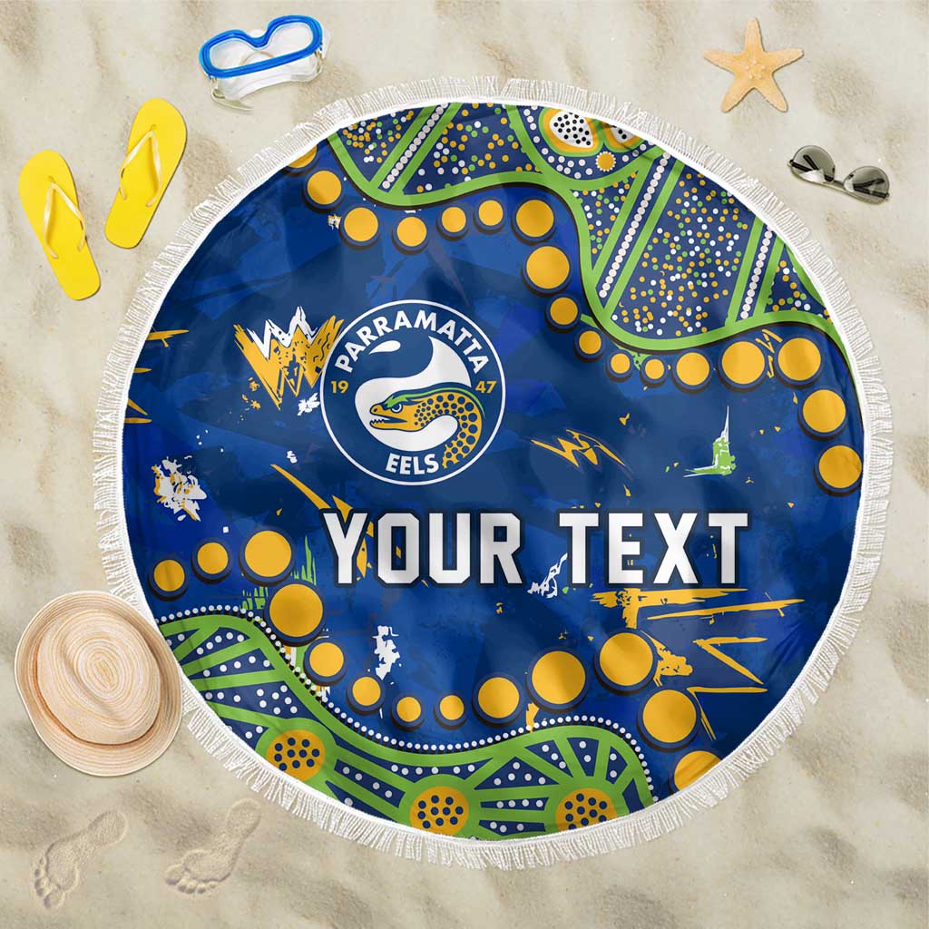 Personalized Parramatta Eels Beach Blanket Aboriginal Pattern with Graffiti Style Design