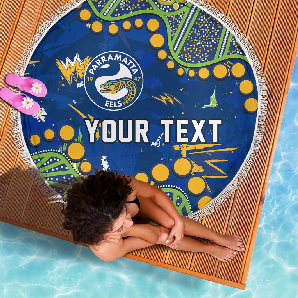 Personalized Parramatta Eels Beach Blanket Aboriginal Pattern with Graffiti Style Design