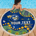 Personalized Parramatta Eels Beach Blanket Aboriginal Pattern with Graffiti Style Design