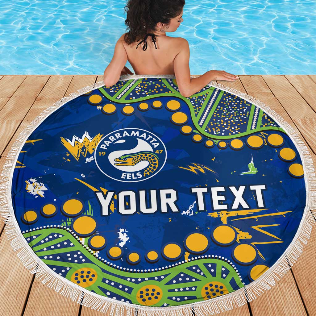 Personalized Parramatta Eels Beach Blanket Aboriginal Pattern with Graffiti Style Design