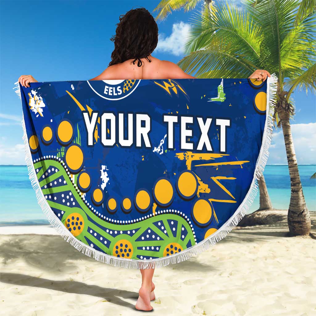 Personalized Parramatta Eels Beach Blanket Aboriginal Pattern with Graffiti Style Design