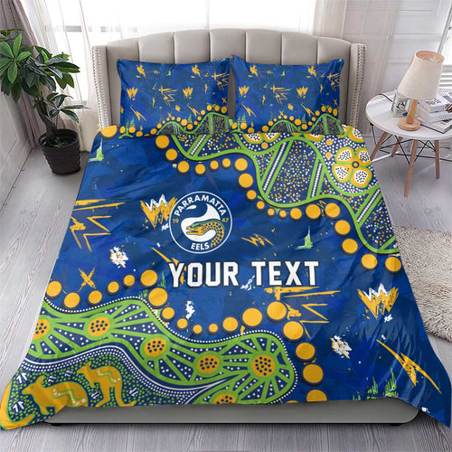 Personalized Parramatta Eels Bedding Set Aboriginal Pattern with Graffiti Style Design