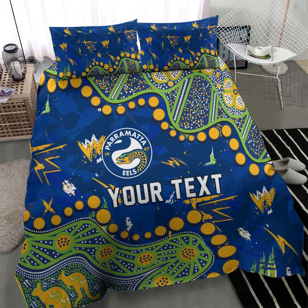 Personalized Parramatta Eels Bedding Set Aboriginal Pattern with Graffiti Style Design