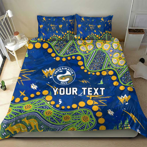 Personalized Parramatta Eels Bedding Set Aboriginal Pattern with Graffiti Style Design