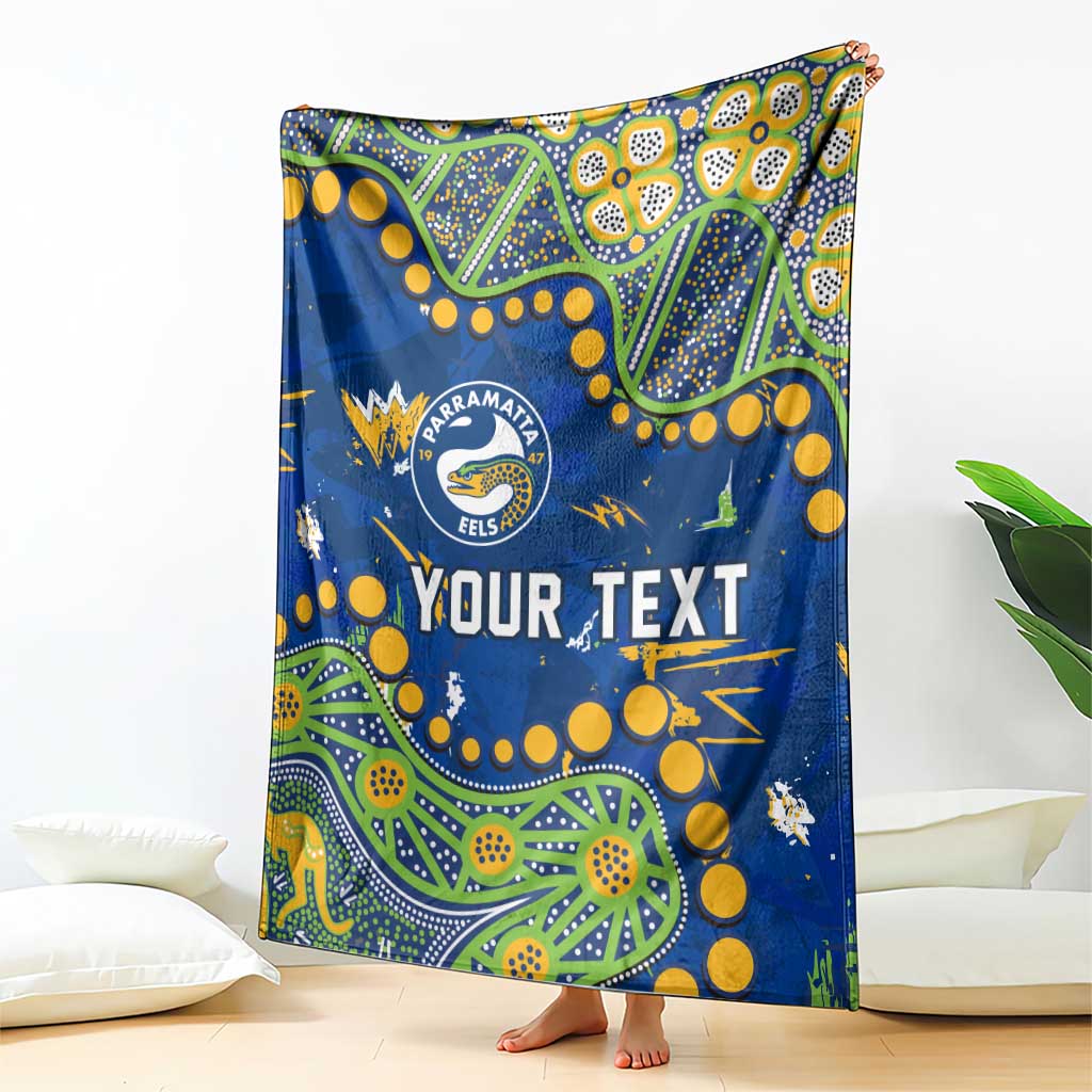 Personalized Parramatta Eels Blanket Aboriginal Pattern with Graffiti Style Design