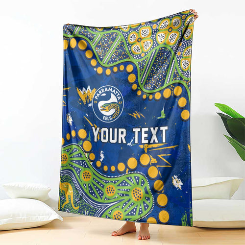 Personalized Parramatta Eels Blanket Aboriginal Pattern with Graffiti Style Design