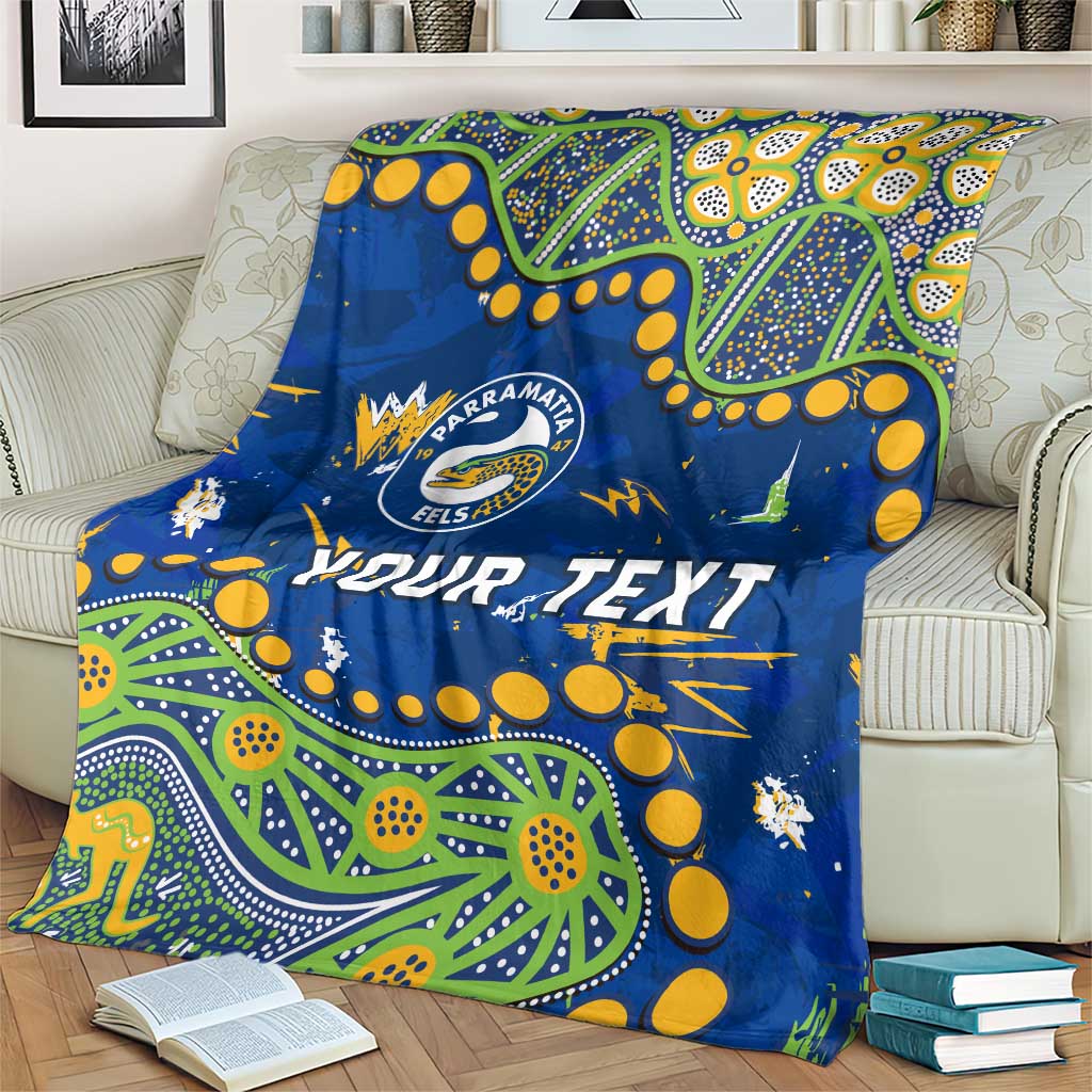 Personalized Parramatta Eels Blanket Aboriginal Pattern with Graffiti Style Design