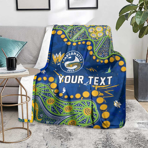 Personalized Parramatta Eels Blanket Aboriginal Pattern with Graffiti Style Design