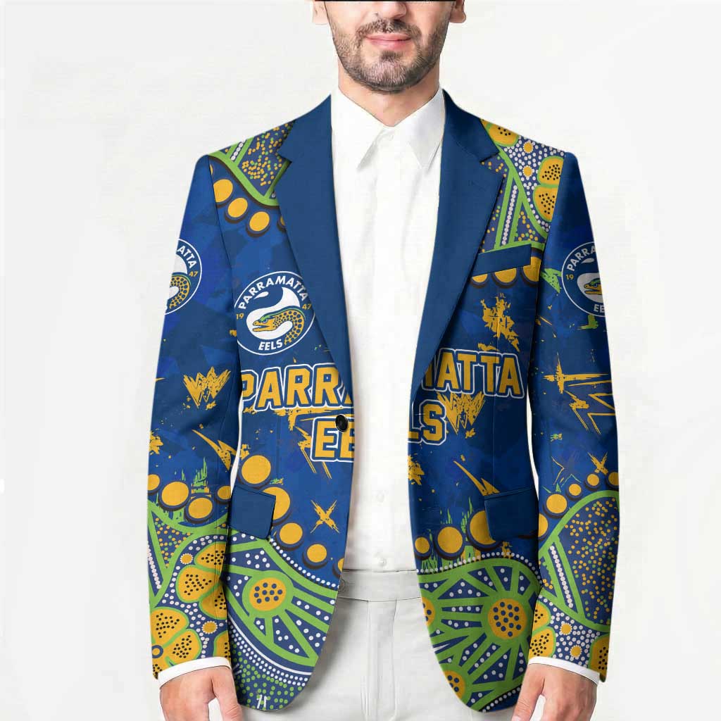 Personalized Parramatta Eels Blazer Aboriginal Pattern with Graffiti Style Design