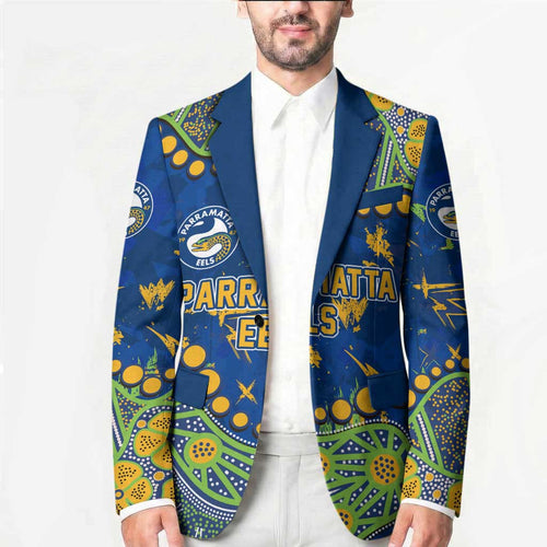 Personalized Parramatta Eels Blazer Aboriginal Pattern with Graffiti Style Design