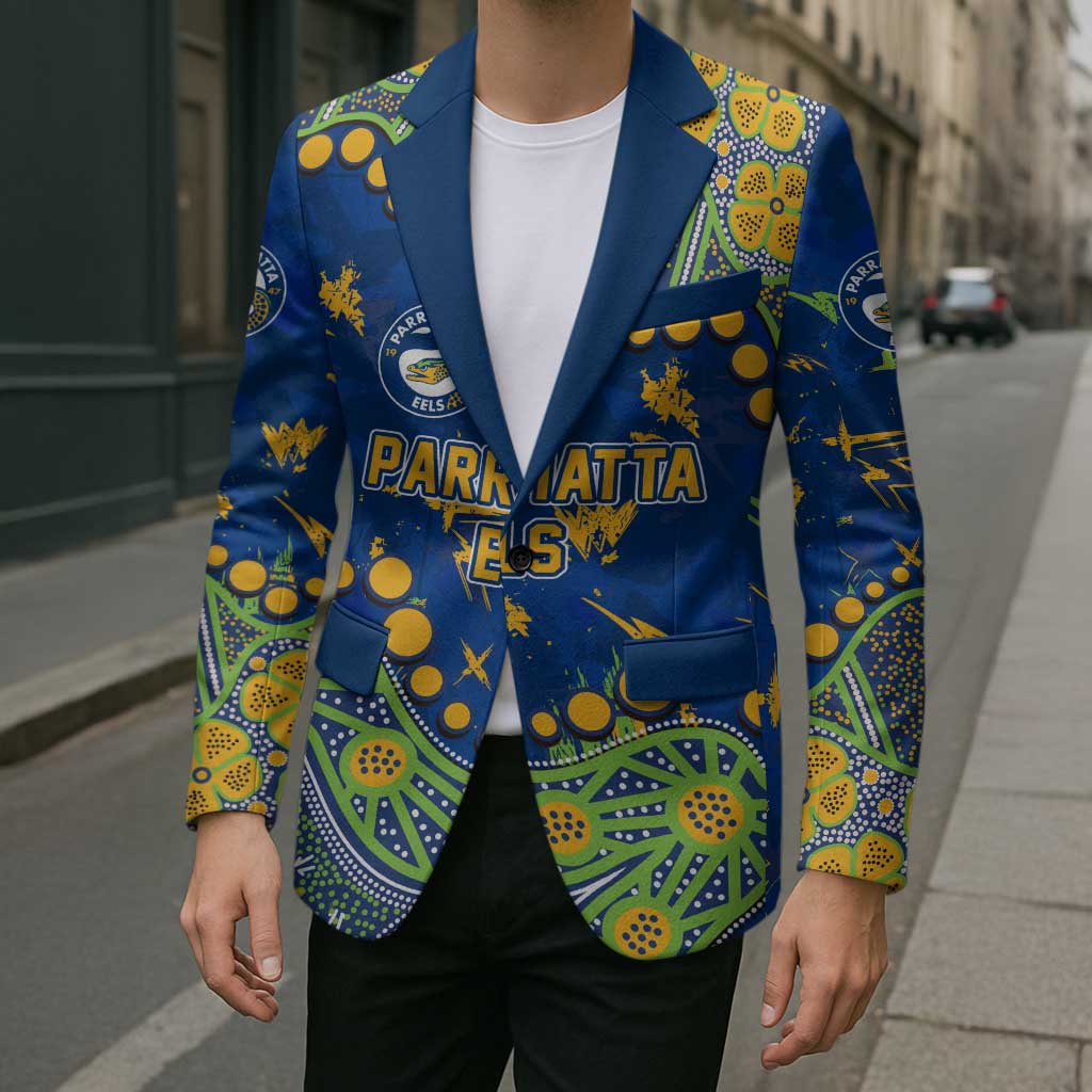 Personalized Parramatta Eels Blazer Aboriginal Pattern with Graffiti Style Design