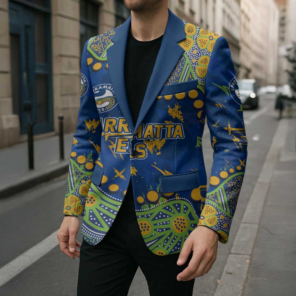 Personalized Parramatta Eels Blazer Aboriginal Pattern with Graffiti Style Design