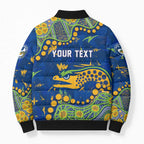 Personalized Parramatta Eels Bomber Puffer Jacket Aboriginal Pattern with Graffiti Style Design