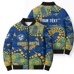 Personalized Parramatta Eels Bomber Puffer Jacket Aboriginal Pattern with Graffiti Style Design