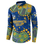 Personalized Parramatta Eels Button Sweatshirt Aboriginal Pattern with Graffiti Style Design