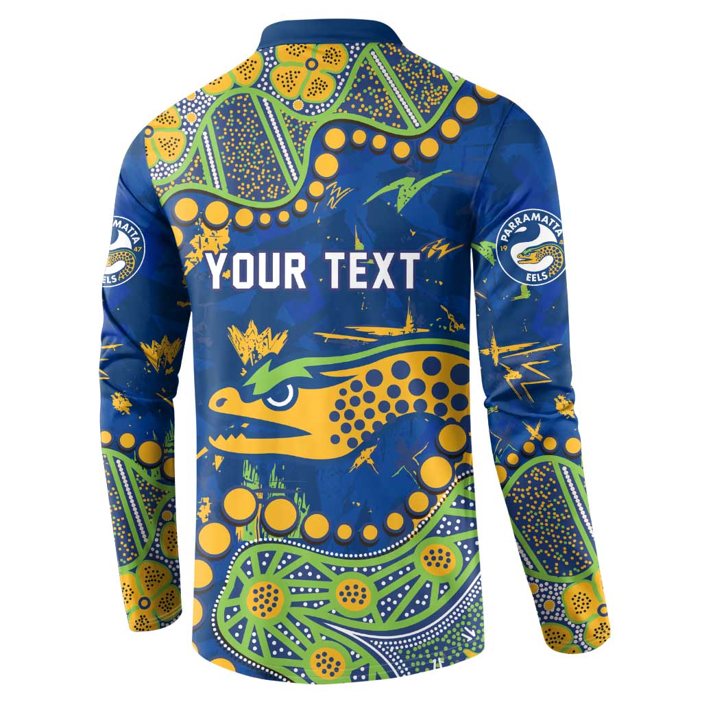 Personalized Parramatta Eels Button Sweatshirt Aboriginal Pattern with Graffiti Style Design