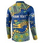 Personalized Parramatta Eels Button Sweatshirt Aboriginal Pattern with Graffiti Style Design