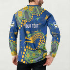 Personalized Parramatta Eels Button Sweatshirt Aboriginal Pattern with Graffiti Style Design