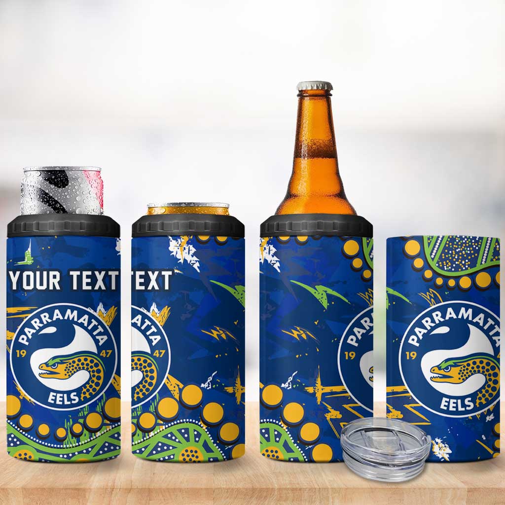 Personalized Parramatta Eels 4 in 1 Can Cooler Tumbler Aboriginal Pattern with Graffiti Style Design