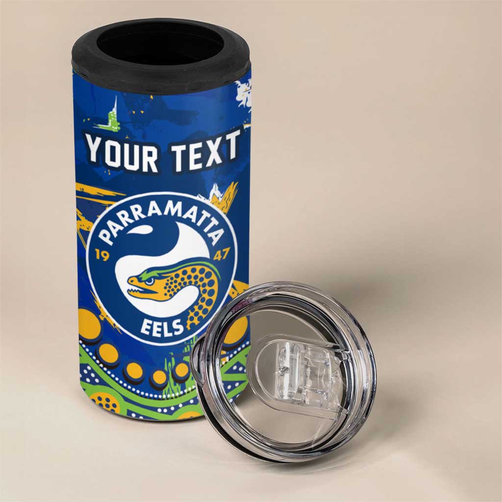 Personalized Parramatta Eels 4 in 1 Can Cooler Tumbler Aboriginal Pattern with Graffiti Style Design