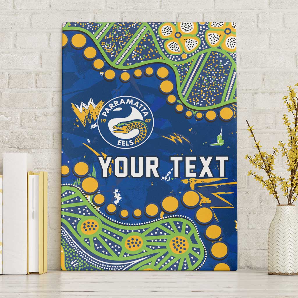 Personalized Parramatta Eels Canvas Wall Art Aboriginal Pattern with Graffiti Style Design