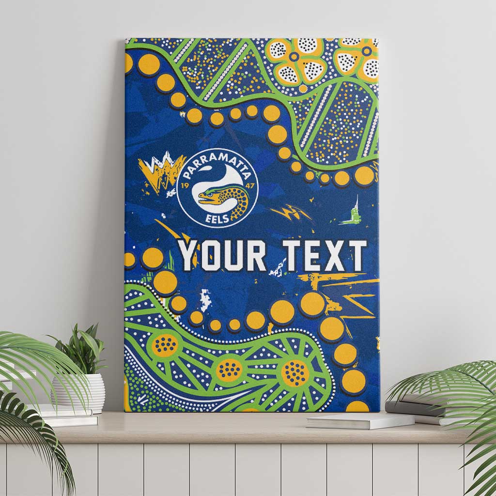 Personalized Parramatta Eels Canvas Wall Art Aboriginal Pattern with Graffiti Style Design