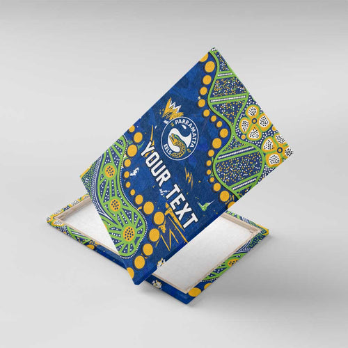 Personalized Parramatta Eels Canvas Wall Art Aboriginal Pattern with Graffiti Style Design
