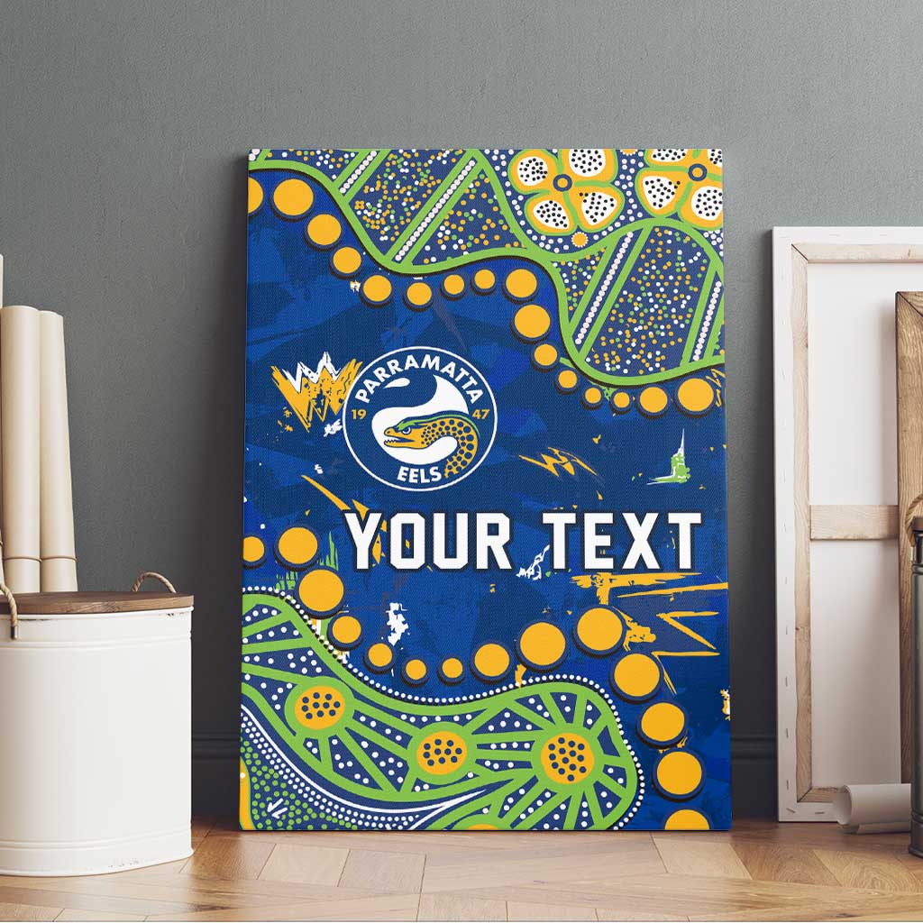 Personalized Parramatta Eels Canvas Wall Art Aboriginal Pattern with Graffiti Style Design
