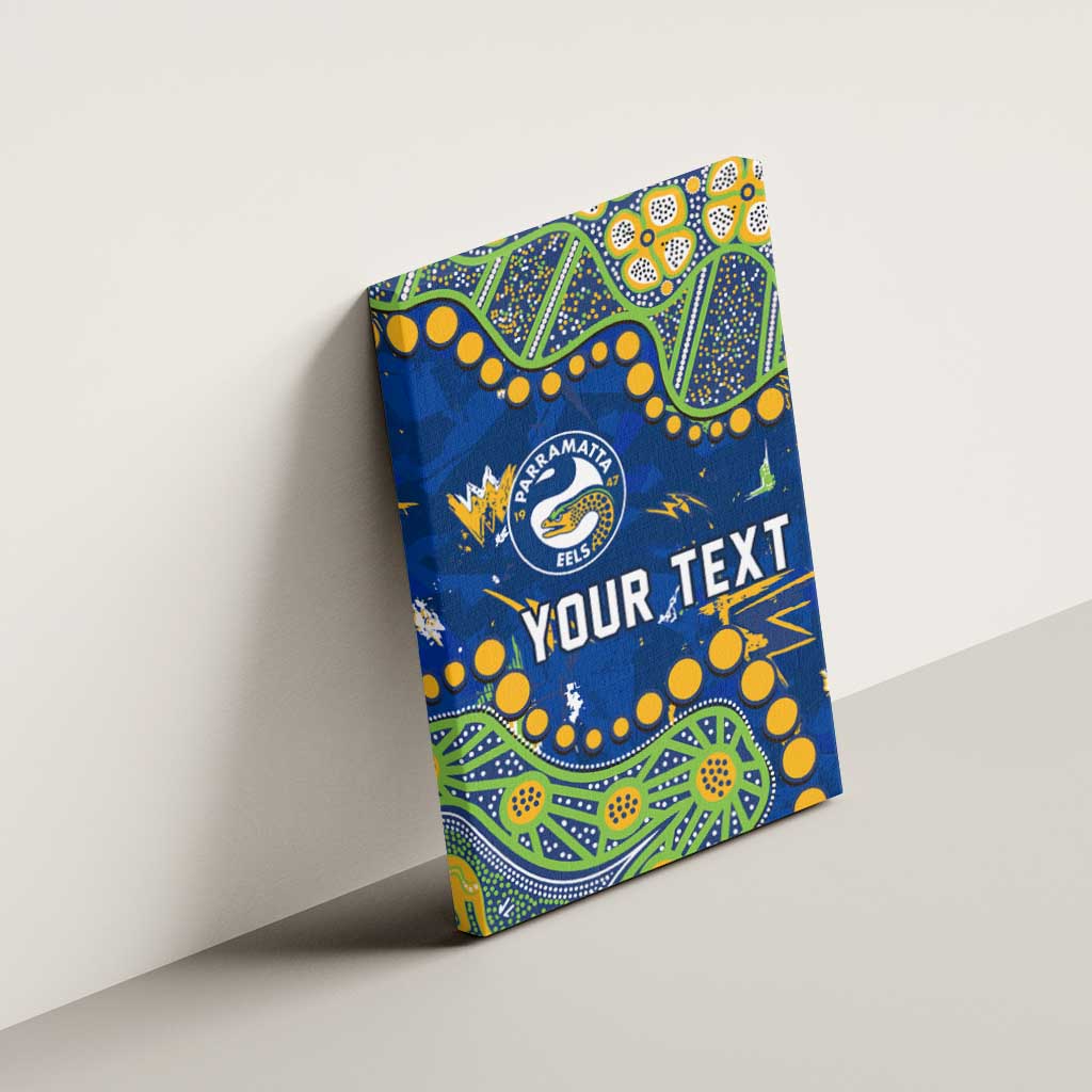 Personalized Parramatta Eels Canvas Wall Art Aboriginal Pattern with Graffiti Style Design