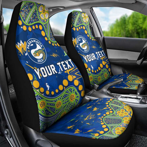 Personalized Parramatta Eels Car Seat Cover Aboriginal Pattern with Graffiti Style Design
