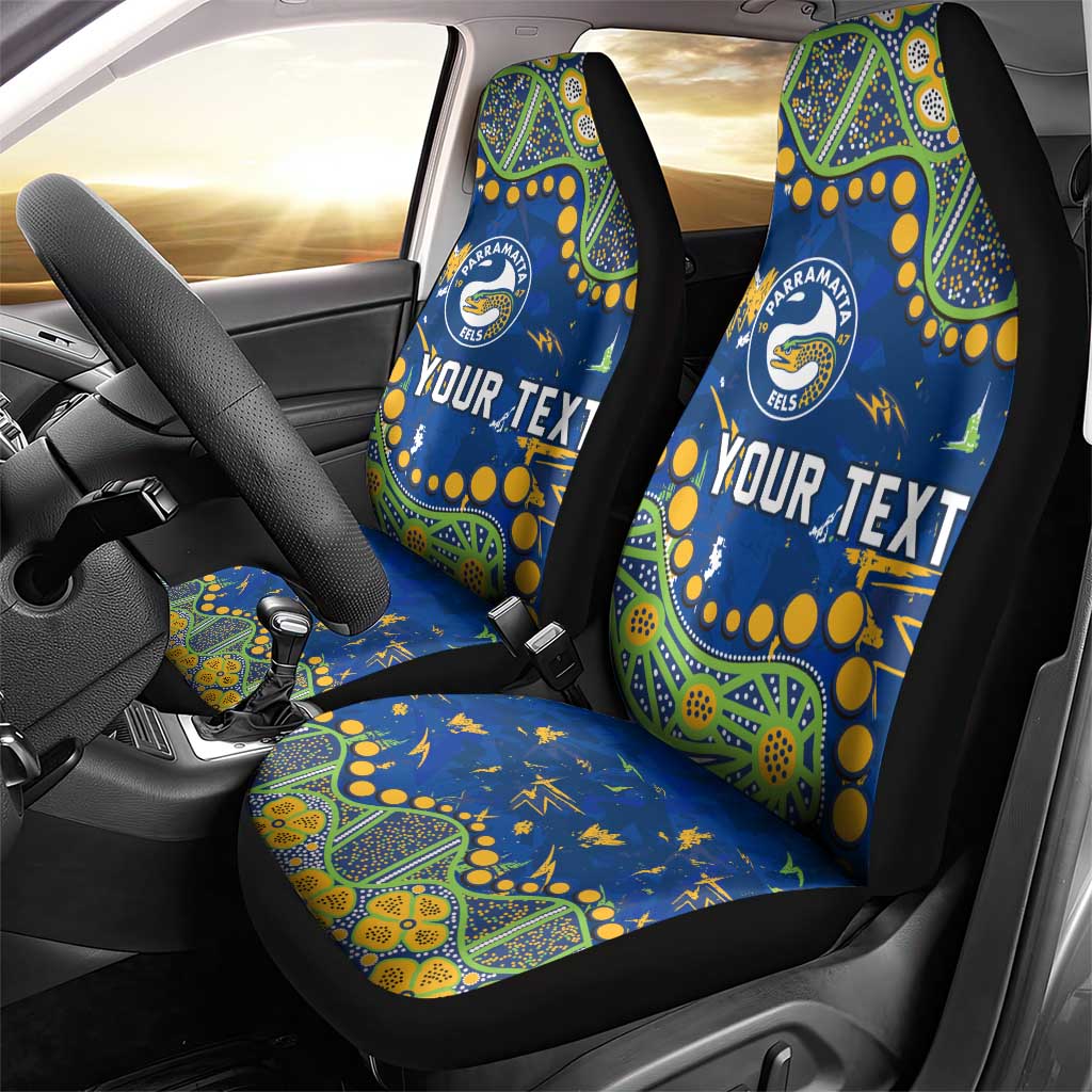 Personalized Parramatta Eels Car Seat Cover Aboriginal Pattern with Graffiti Style Design