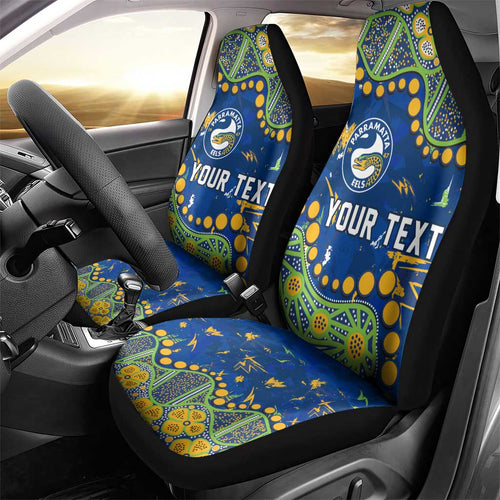 Personalized Parramatta Eels Car Seat Cover Aboriginal Pattern with Graffiti Style Design