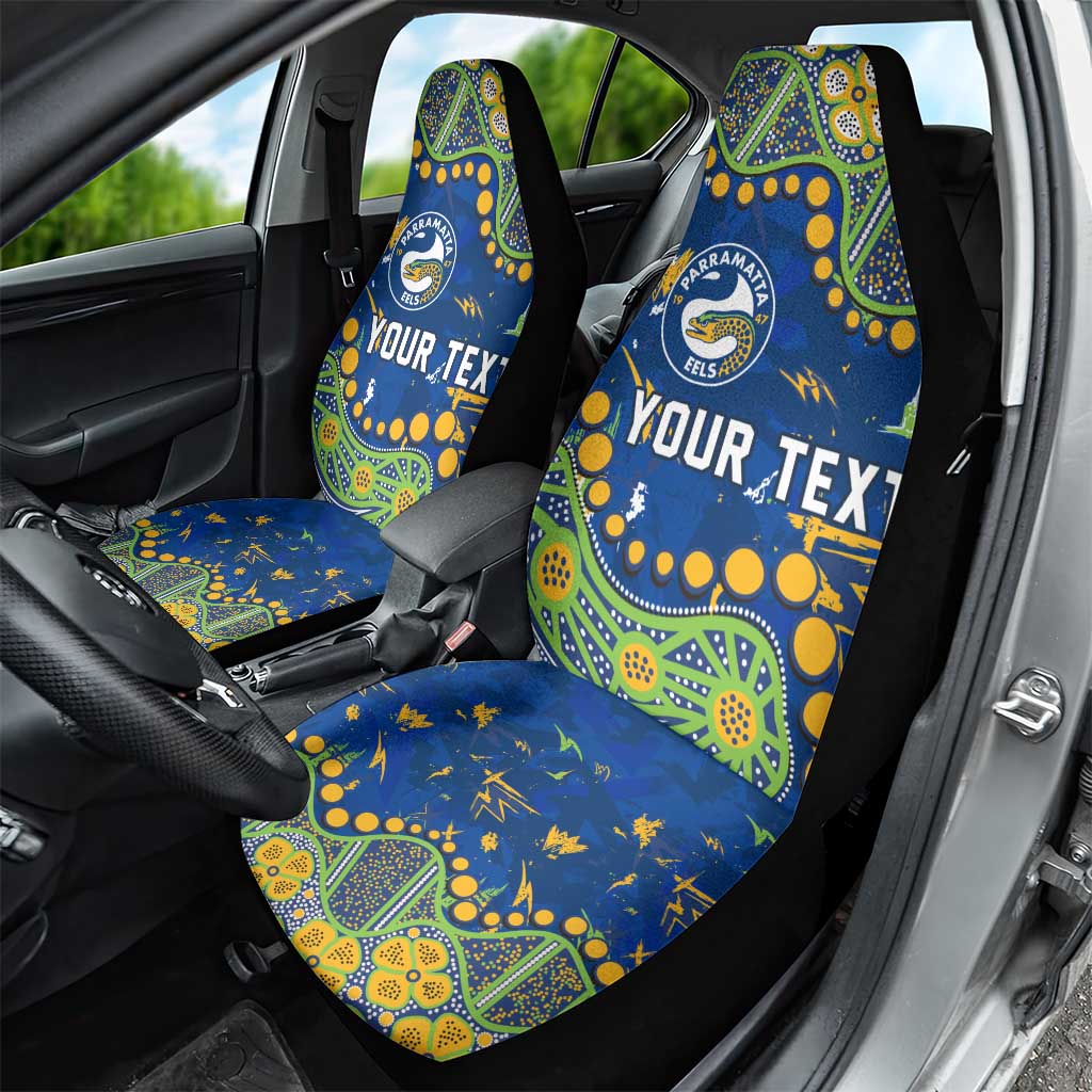 Personalized Parramatta Eels Car Seat Cover Aboriginal Pattern with Graffiti Style Design