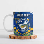 Personalized Parramatta Eels Ceramic Mug Aboriginal Pattern with Graffiti Style Design