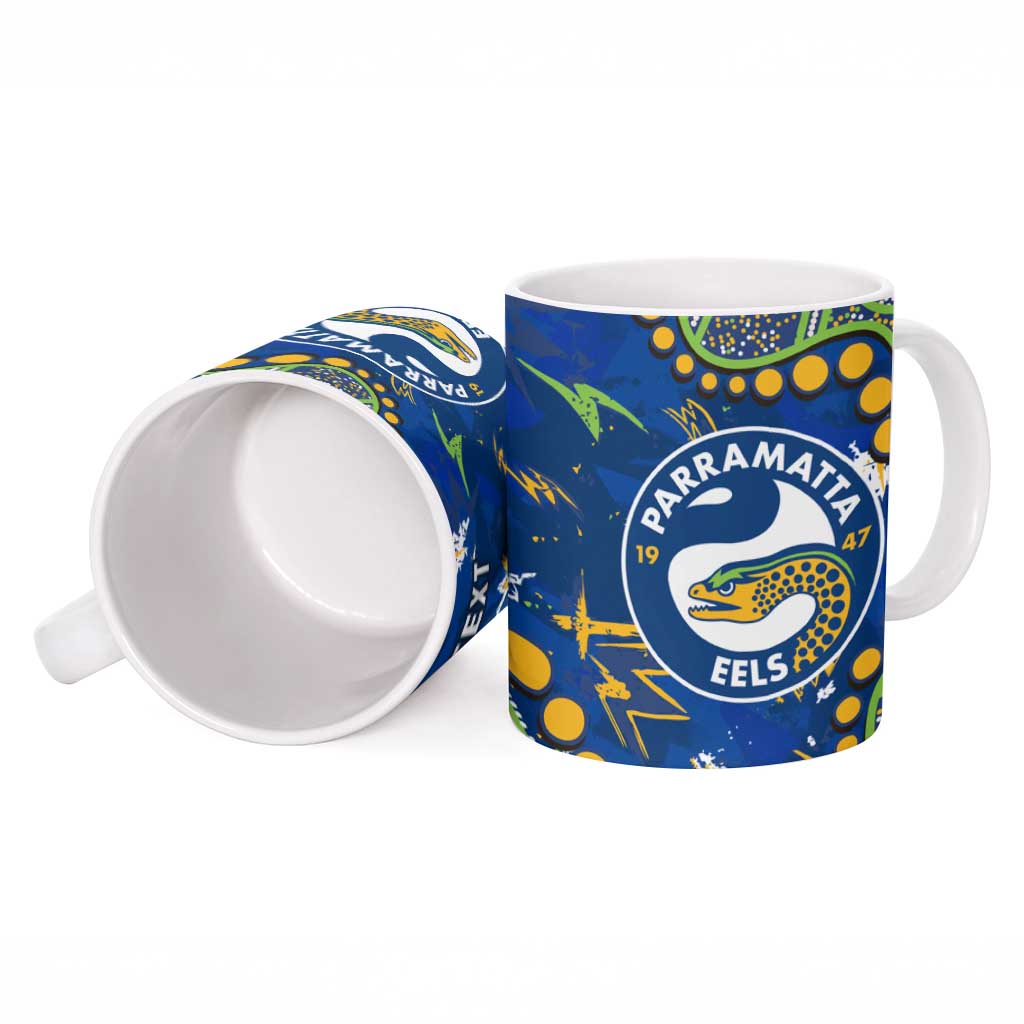 Personalized Parramatta Eels Ceramic Mug Aboriginal Pattern with Graffiti Style Design