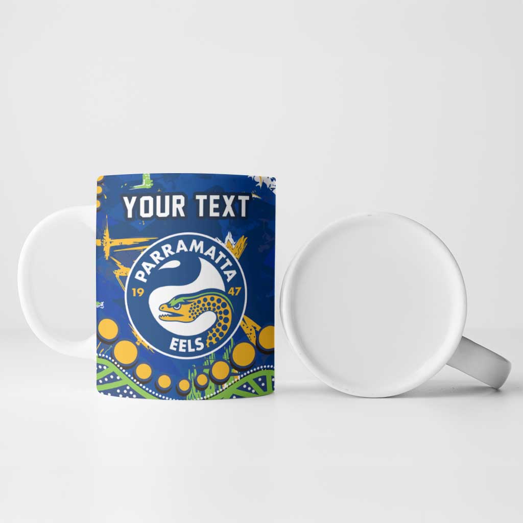 Personalized Parramatta Eels Ceramic Mug Aboriginal Pattern with Graffiti Style Design