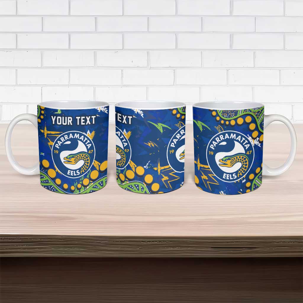 Personalized Parramatta Eels Ceramic Mug Aboriginal Pattern with Graffiti Style Design