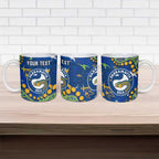 Personalized Parramatta Eels Ceramic Mug Aboriginal Pattern with Graffiti Style Design